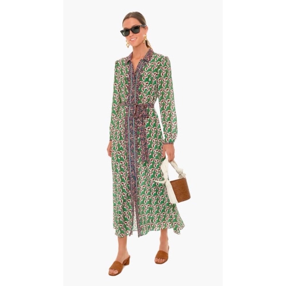 Saloni 100% Silk Vanessa B Dress in Larkspur Leaf